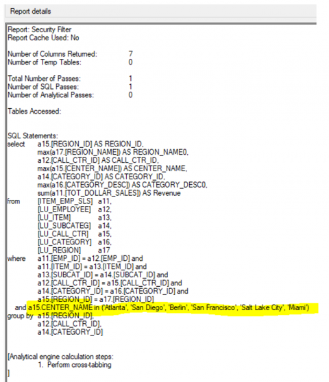 MicroStrategy Free form SQL Security Filter Scenarios | Crackerzin